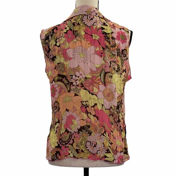 SUNNY Leigh Sleeveless Ruffle Floral Blouse Medium - Picture 3 of 8
